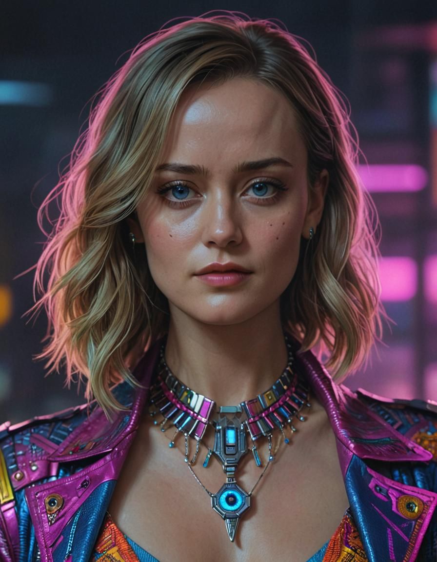 Cyberpunk Woman Portrait in Hyperrealism