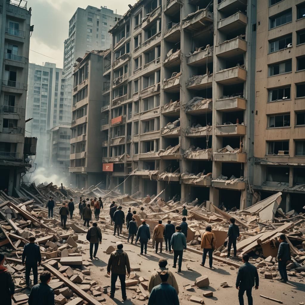 Earthquake Aftermath: Cinematic Film Still