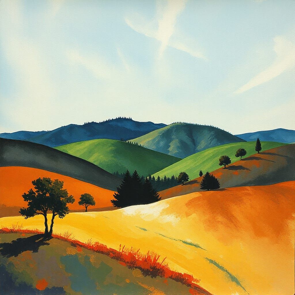 Dreamy Landscape in Monotype Printmaking Style