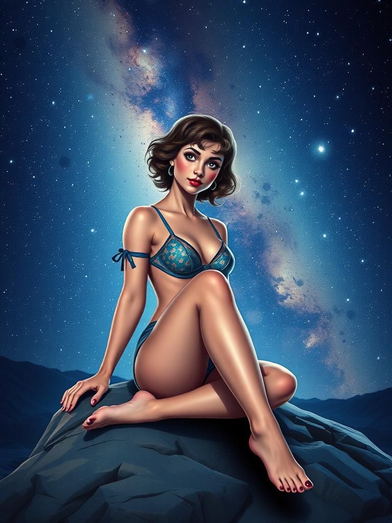 Pinup girl sitting on the Milky Way 2