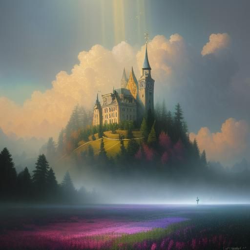 Sparkling Meadow with Graffiti in Splash Art Style