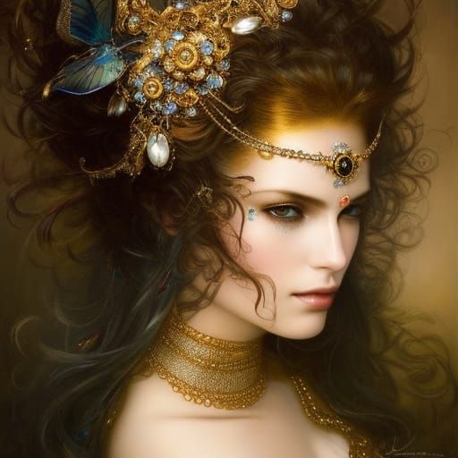 Extravagant Crown of Gold and Precious Stones