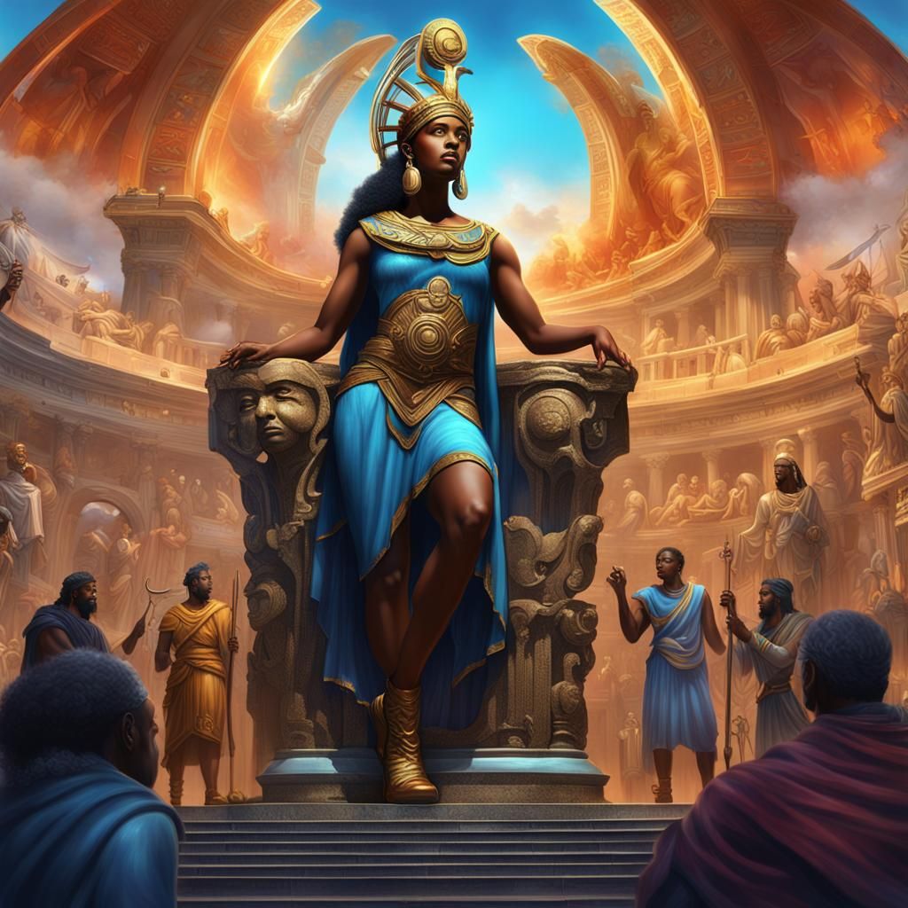 Athena and Zeus in Olympia: Airbrushed Fantasy Art
