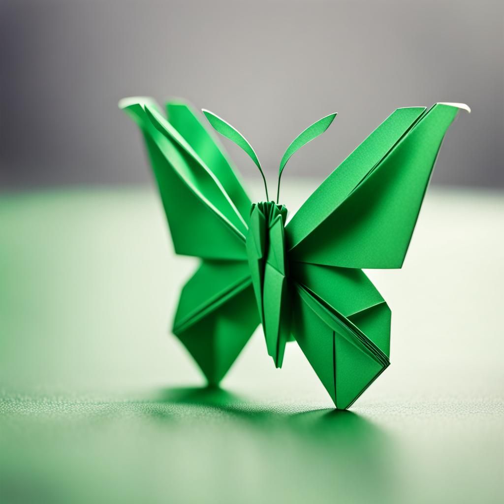Origami Green Butterfly Papercraft in 8K