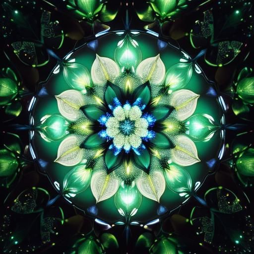 Bioluminescent Flowers with Glittering Patterns: Dreamy Surr...