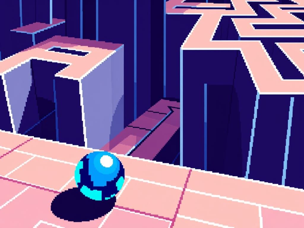 Pixelated Marble Maze in Retro Amiga Style