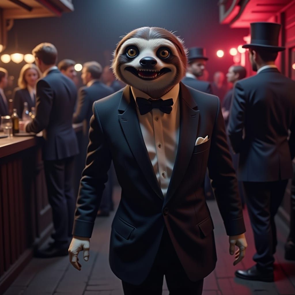 Dapper Sloth Enjoys Nightlife in Vibrant Claymation Style