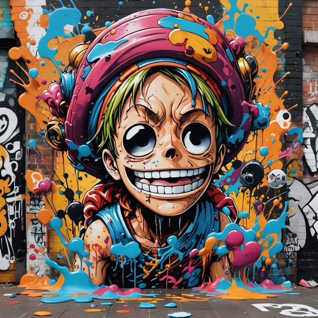 Luffy One Piece in Graffiti Splash Art