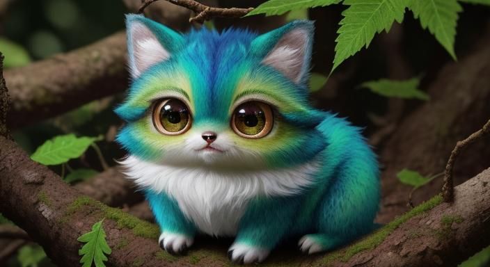 Adorable Furry Creature in Overgrown Forest