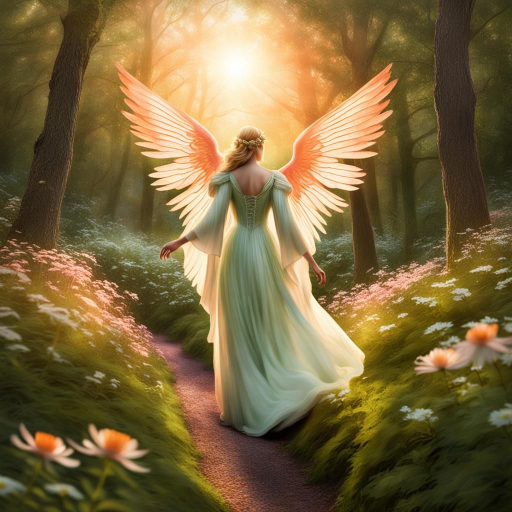 Irish Angel in Forest at Sunrise: Matte Painting