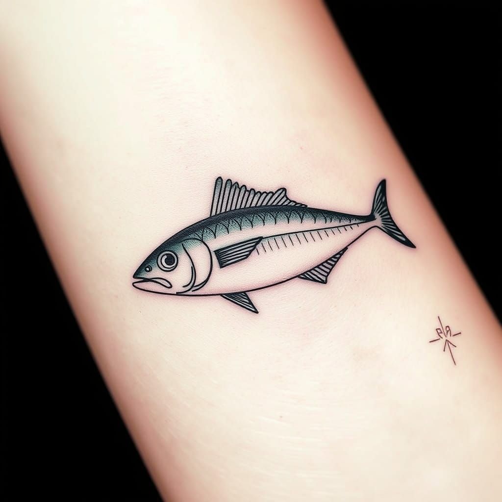 Sardine Tattoo Designs in Minimalist Style