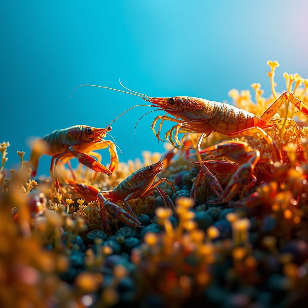Dreamlike Microcosm of Shrimps and Crabs in a Vibrant Algae ...