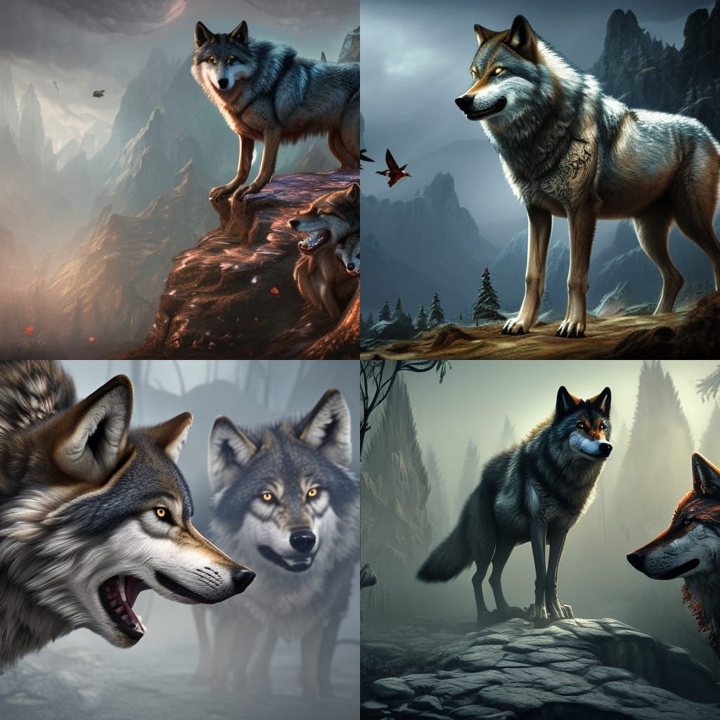Fantastical Wolves in Detailed Matte Painting