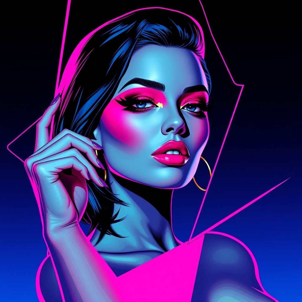 Electric Goddess in Neon Pop Art