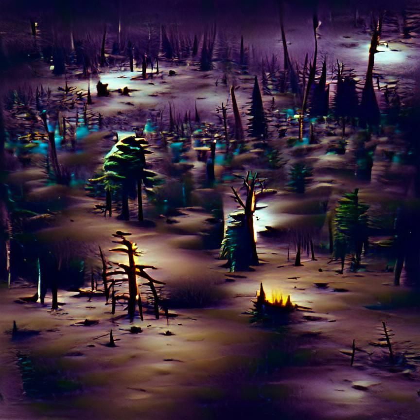 Desolate Forest at Night