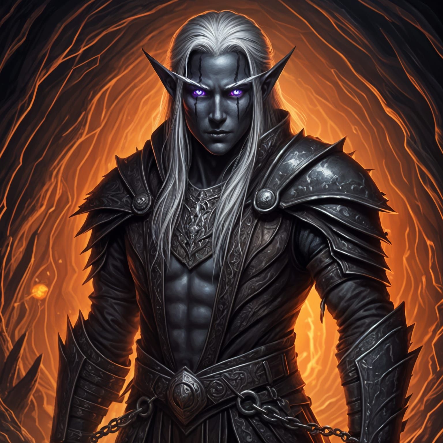 Broken Drow Elf Slave Miner in the Underdark