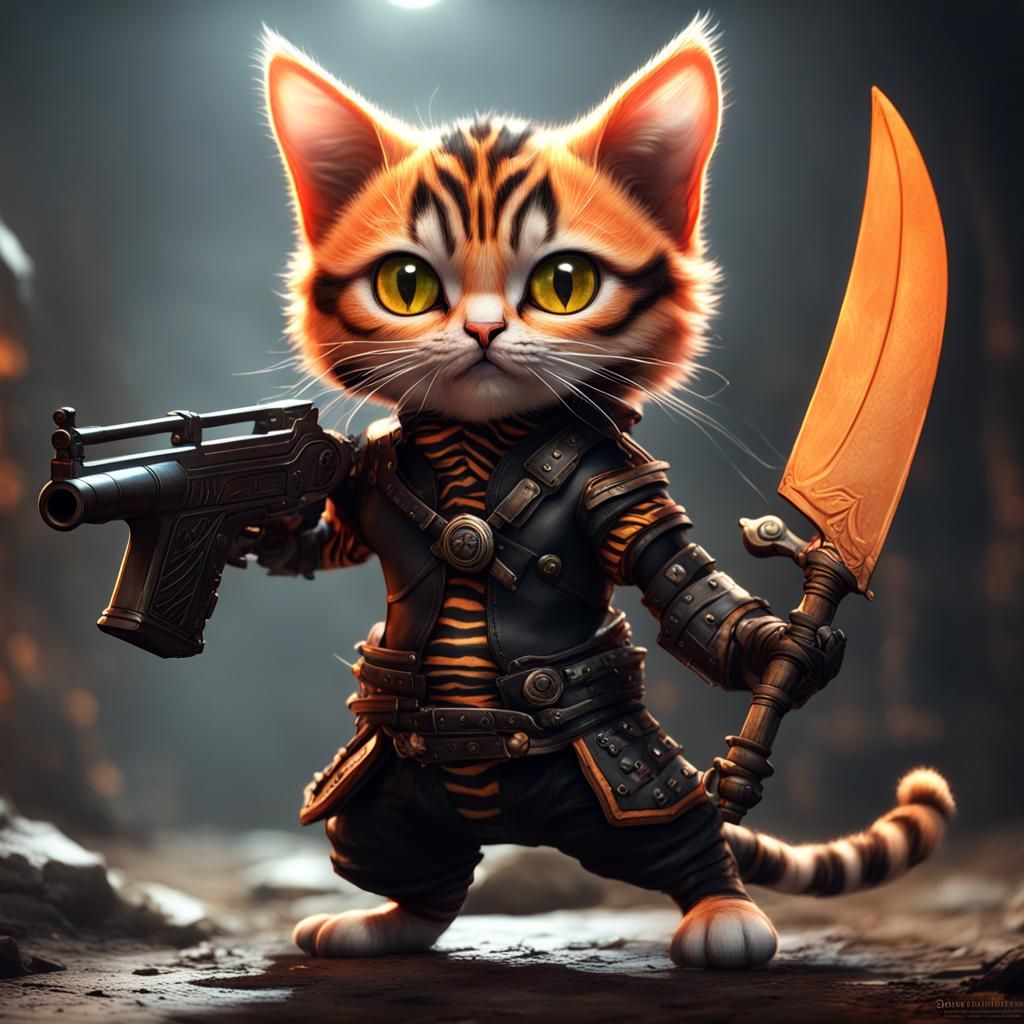 Armored Orange Cat in Epic Battle