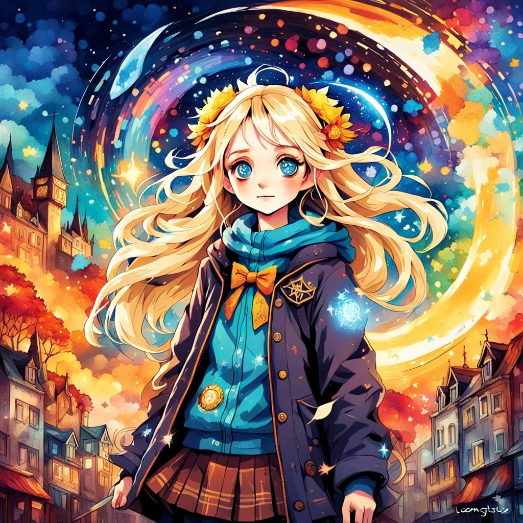 Anime Portrait of Luna Lovegood: Cel-Shaded Style