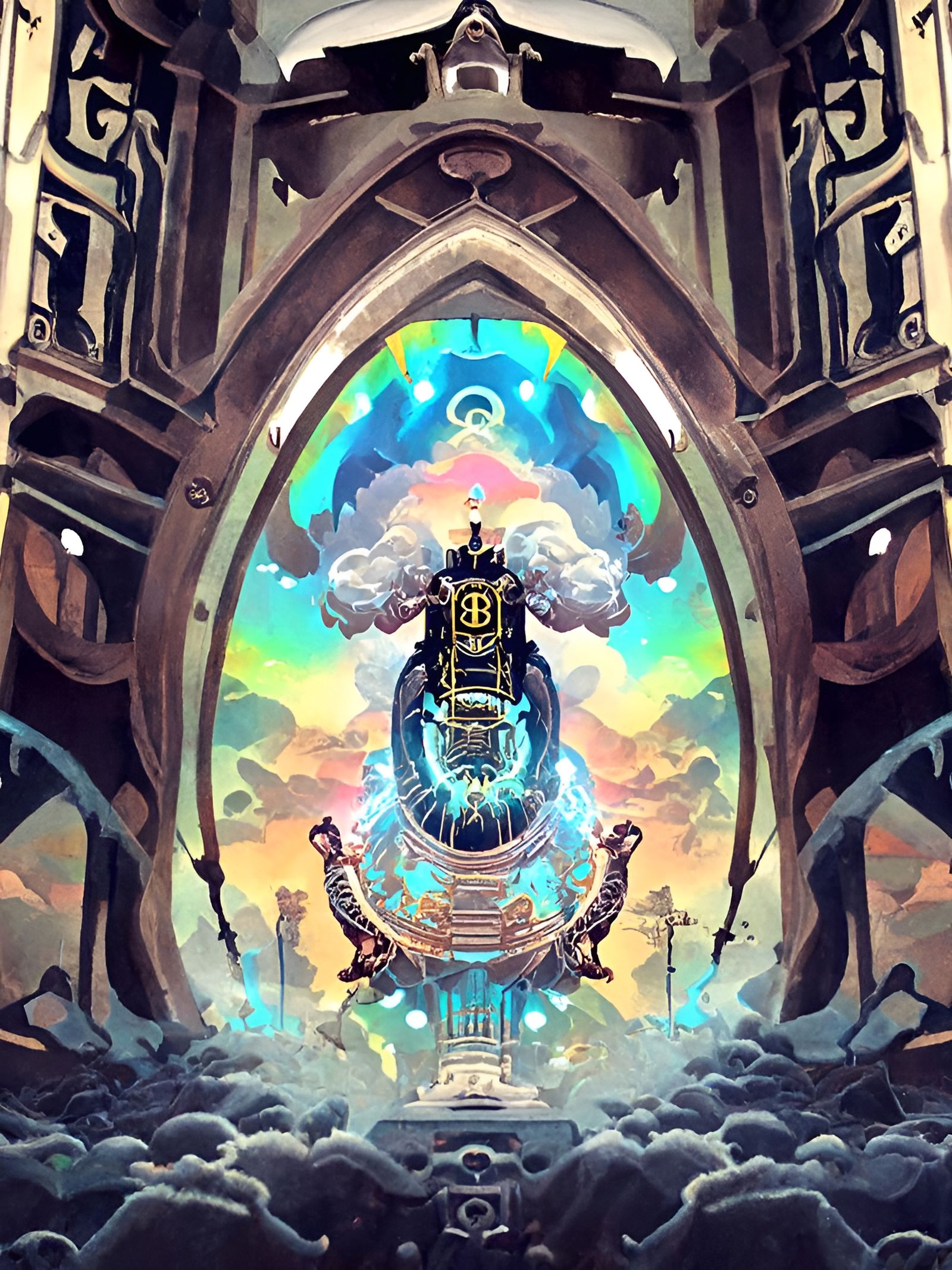 Scythian Zeus in Steampunk Y2K Rendering