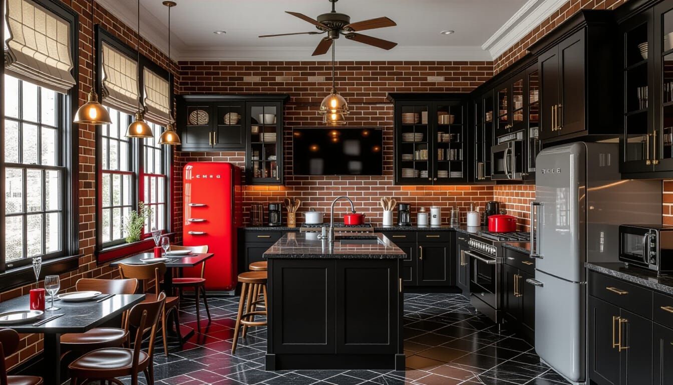Vibrant Victorian Kitchen with Modern Appliances