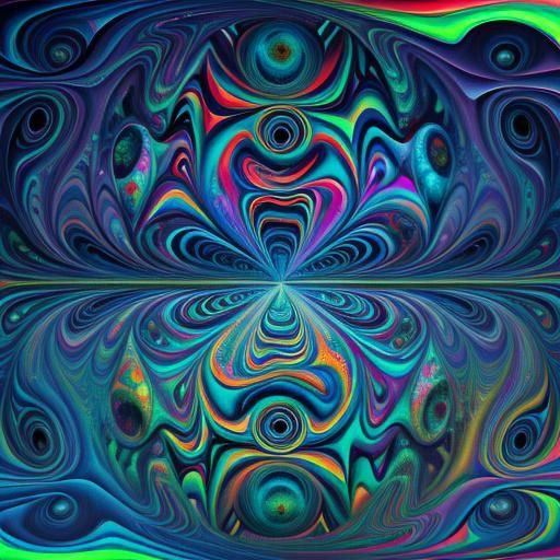 Psychedelic Fractal Landscape in Vivid Oil Painting
