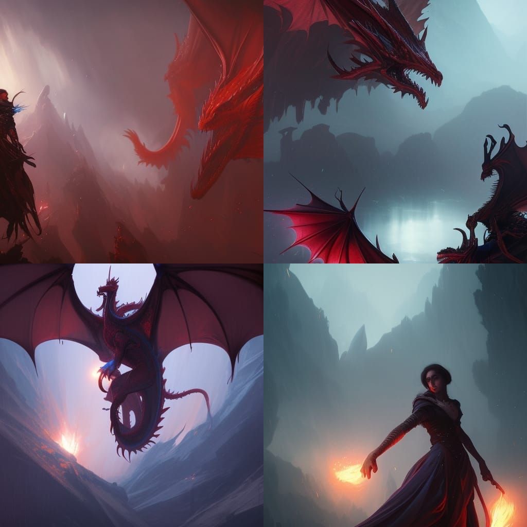 Maroon Dragon in Dark Fantasy Style