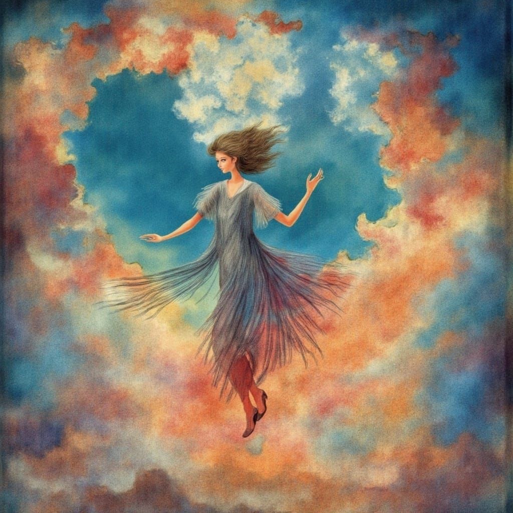 Ethereal Woman Enters Dreamlike Realm: Surreal Futuristic Ar...