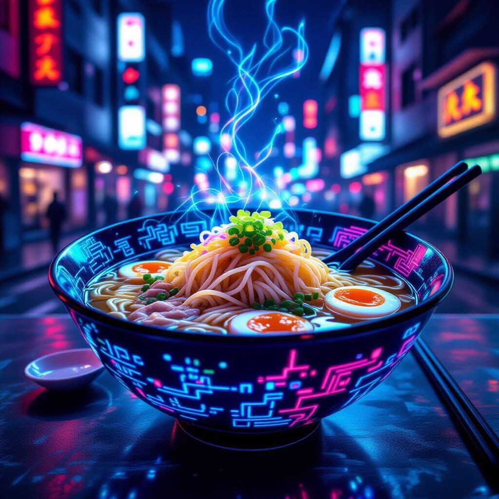 Cyberpunk Ramen: Neon Noodles in Futuristic Cityscape
