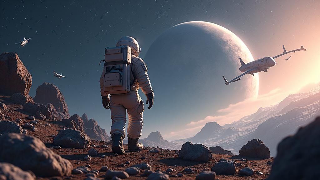 Astronaut's Galactic Trek: Hyper-Realistic Sci-Fi Art