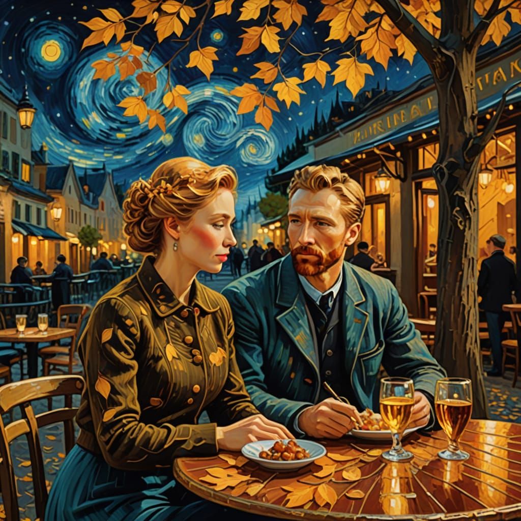 Romantic Date Night in Van Gogh Style