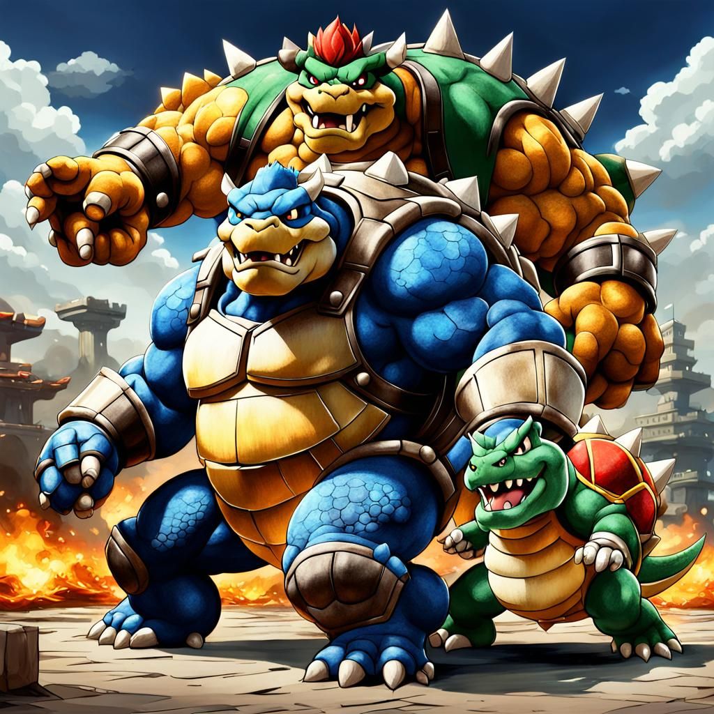 Blastoise Bowser Hybrid in Epic Battle