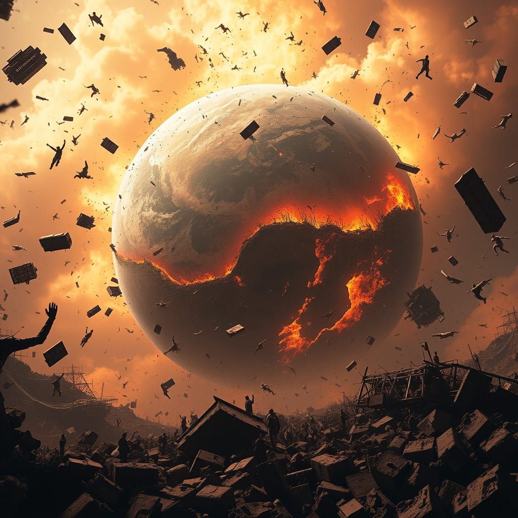 Ravaged Earth in Cataclysmic Chaos - Hyper-Realistic 3D Art