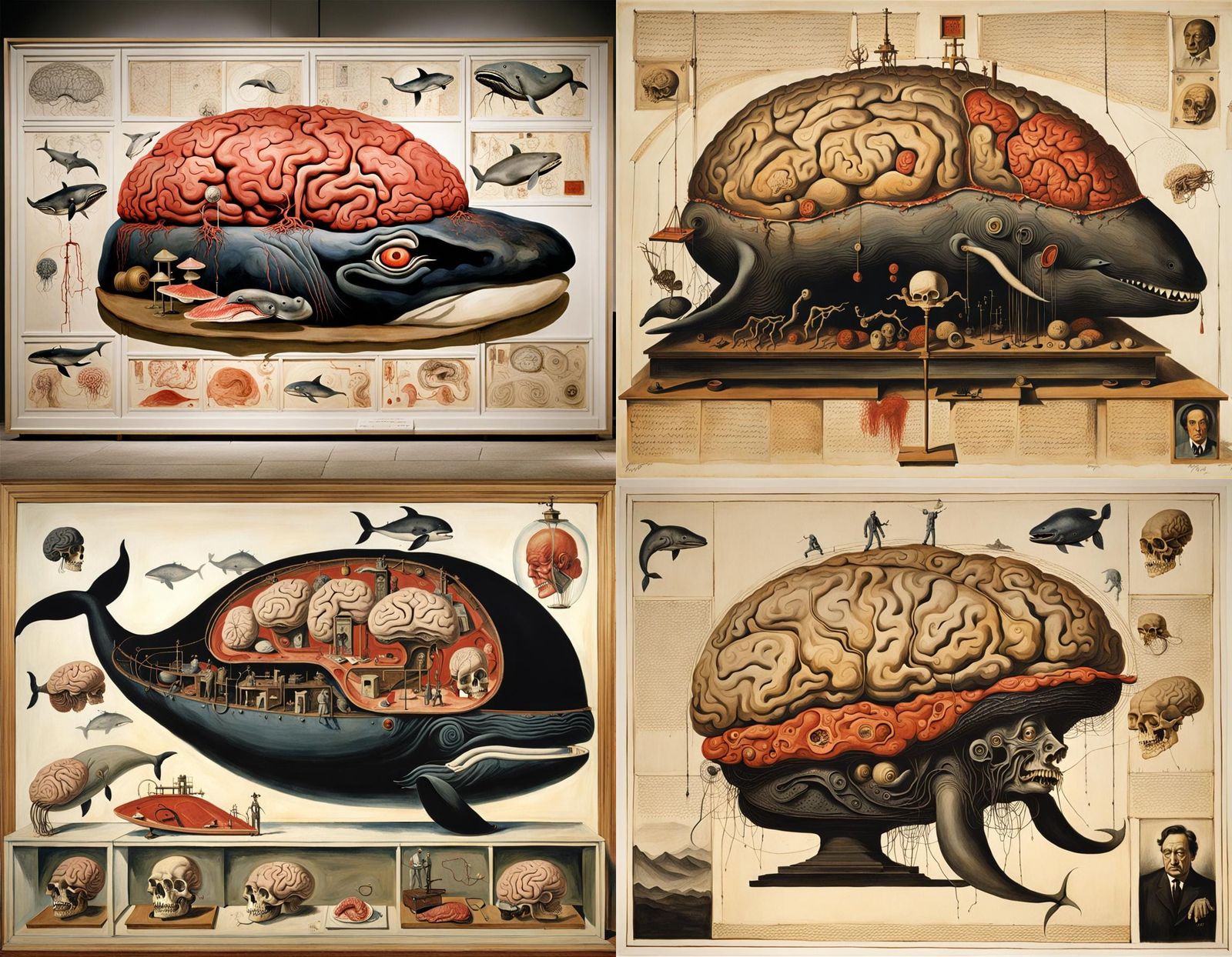Surreal Whale Brain Vivisection in Expressionist Style