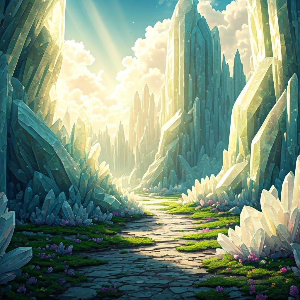 Ethereal Crystal Forest in Watercolor Dreamscape Style
