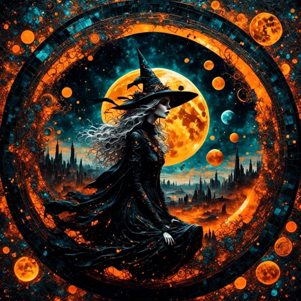 Beautiful Witch Under Tiled Sunlit Sky