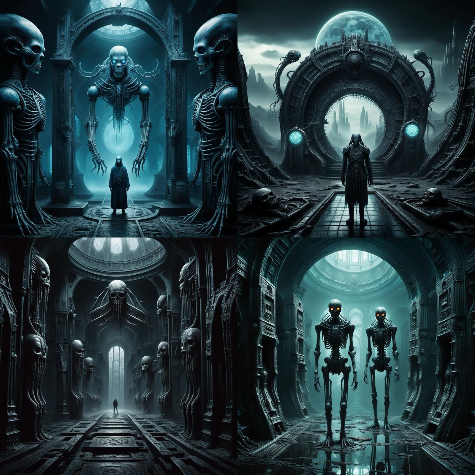 Surreal Horror: Ghosts and Portals in Dark Art Style