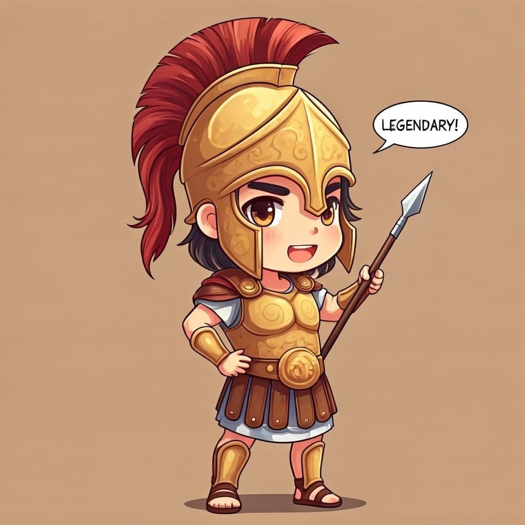 Chibi Anime Achilles in Corinthian Armor