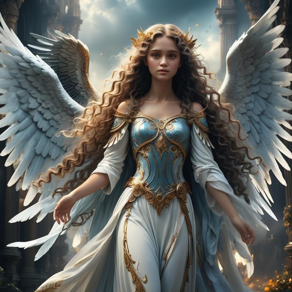 Beautiful Angel with Wings: Digital Matte Painting