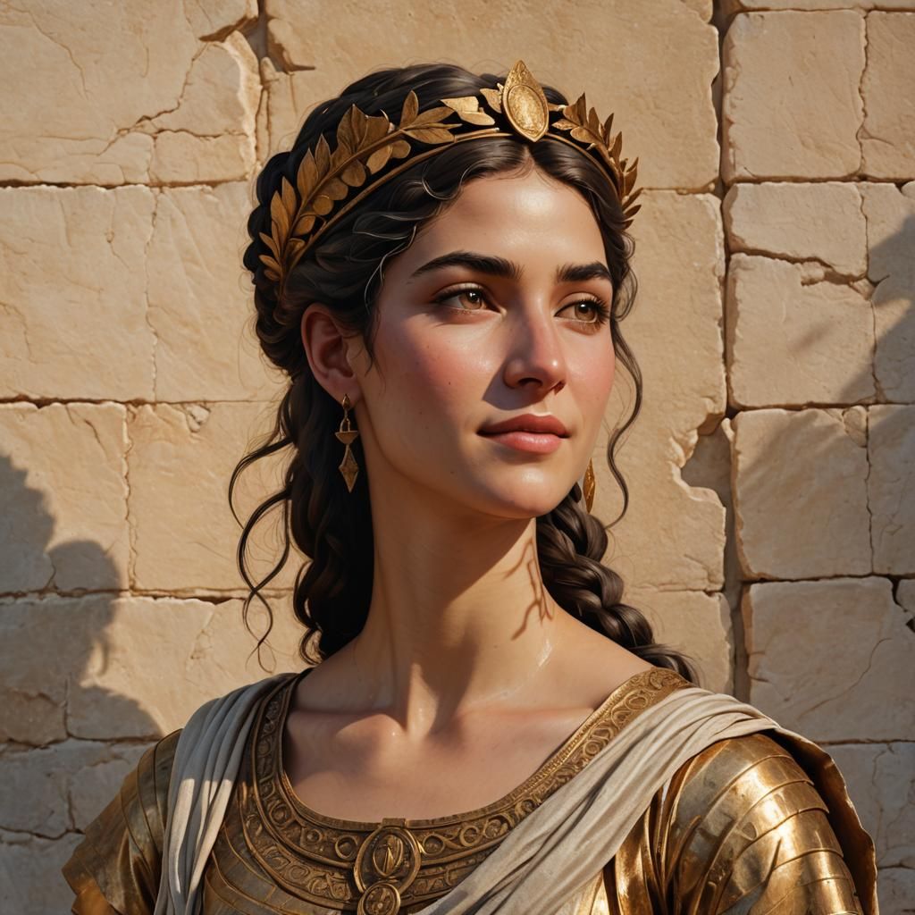 Ancient Greek Huntress Portrait in Hellenistic Style