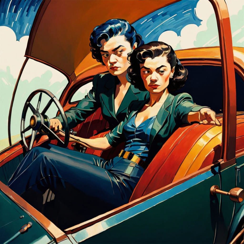 Two Figures in a Van Gogh Style Landscape