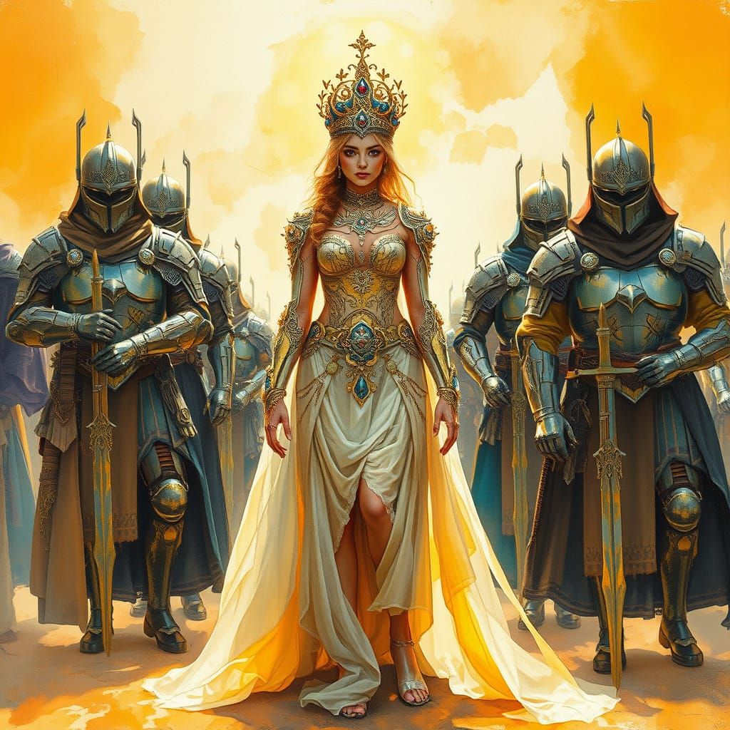 Futuristic Princess of the Sand Kingdom in Warm Golden Light