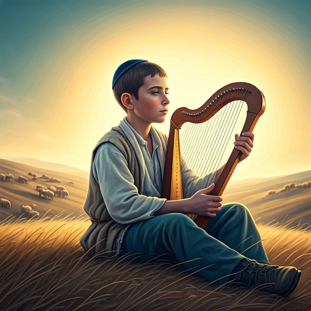 A Handsome Jewish Shepherd Boy in a Moment of Spiritual Refl...