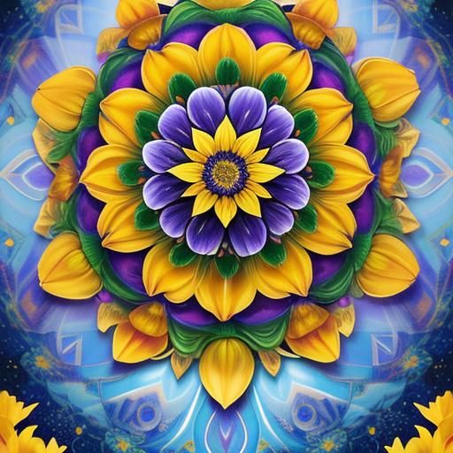 mandala with ring of daffodils