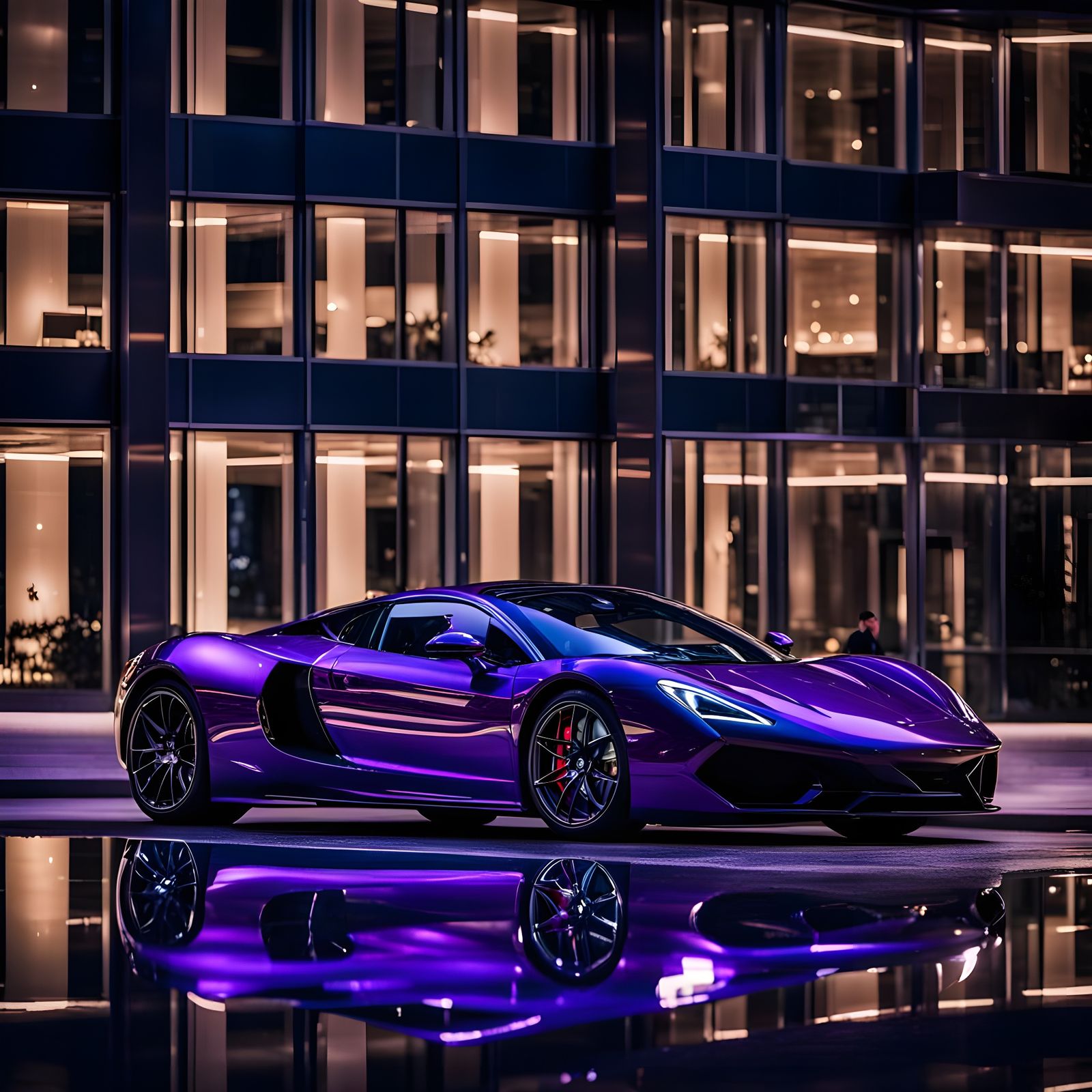 Supercar at Night: Luxurious, Metallic, High Resolution