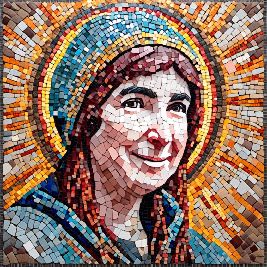 Mosaic Portrait of a Saint in Rustic Style