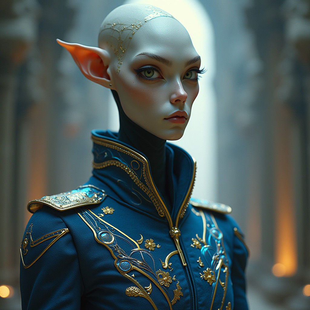 Extraterrestrial Official in Detailed Uniform, HD Render