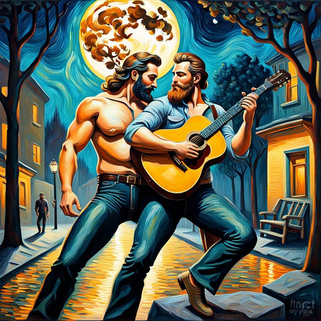 Moonlit Serenade: Expressionist Oil Painting