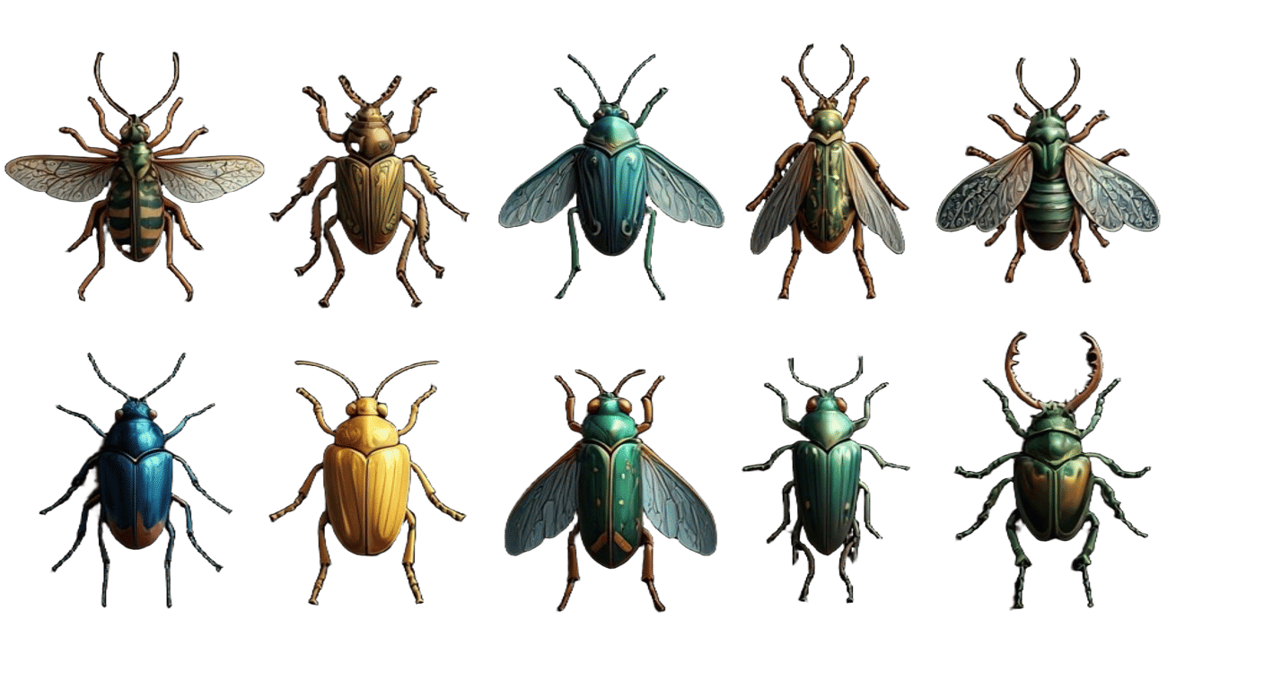 Detailed 3D Render of Fifteen Insect Icons