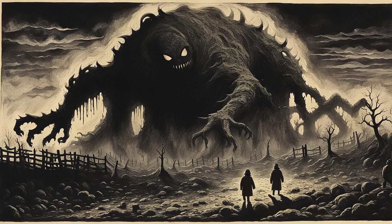 Surreal Shadow Monster Rises from Acid Pit