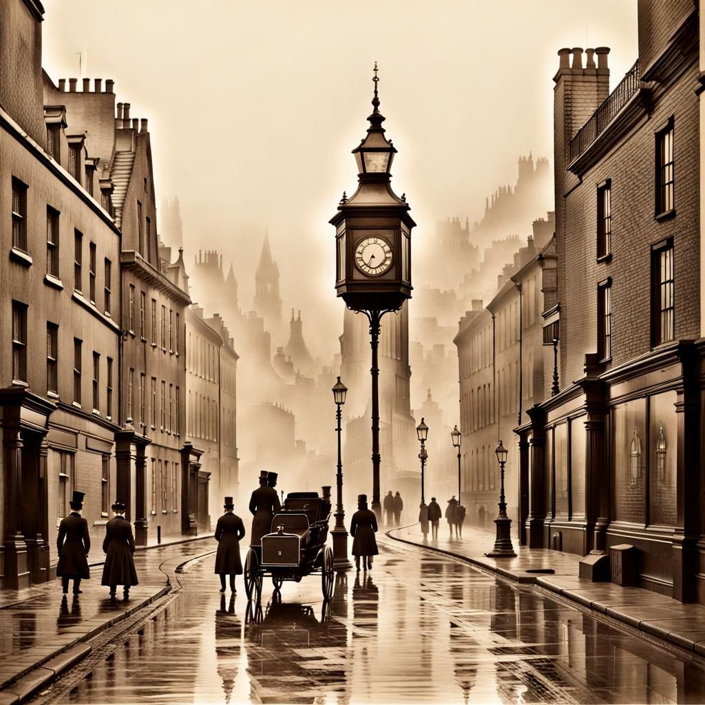 1880s misty London street